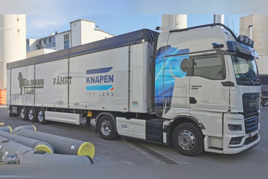 【予約】2026年発売予定 MAN TGX GX 4X2 MOVING FLOOR TRAILER 3 AXLE Baumann Trans / WSI 1/50 建設機械 模型