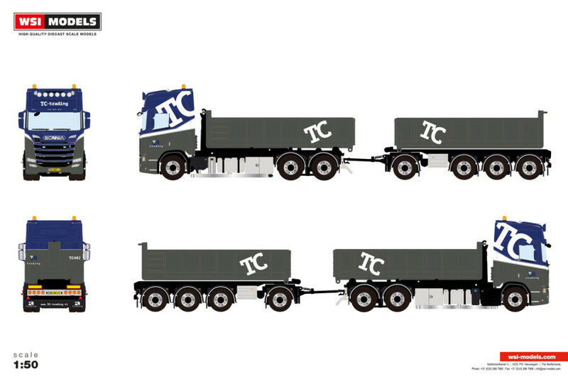 ギャラリービューアに画像をロードする, 【予約】2026年発売予定 Scaniaスカニア R HIGHLINE CR20H HOOKLIFT 6X2 TAG AXLE DRAWBAR 4 AXLE TC Trading / WSI 1/50 建設機械 模型
