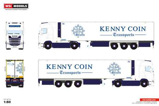 【予約】2026年発売予定 Scaniaスカニア S HIGHLINE CS20H 4X2 リーファートレーラー 3軸 Kenny Coin / WSI 1/50 建設機械 模型