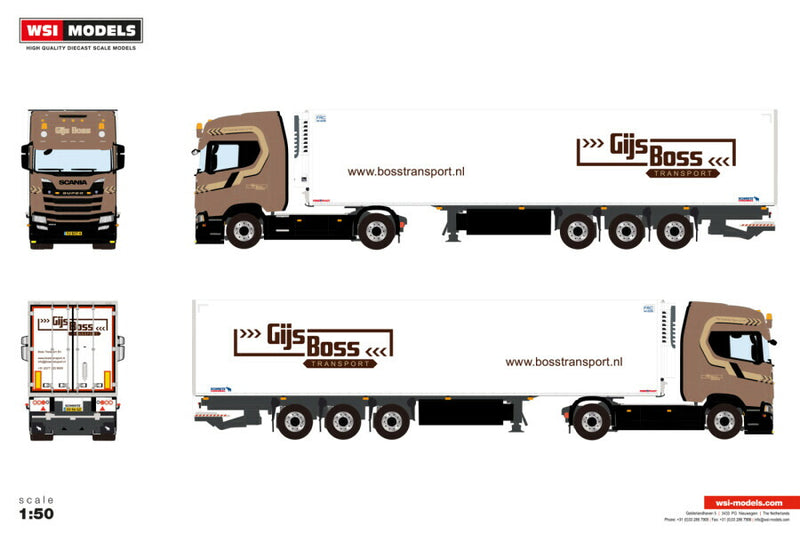 ギャラリービューアに画像をロードする, 【予約】2026年発売予定 Scaniaスカニア S HIGHLINE CS20H 4X2 リーファートレーラー 3軸 Gijs Boss / WSI 1/50 建設機械 模型
