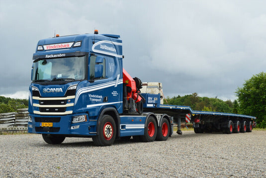 【予約】2026年発売予定 Scaniaスカニア R HIGHLINE CR20H 6X2 FLATBED TRAILER PALFINGER PK 65002 SH Vindelsbaek / WSI 1/50 建設機械 模型