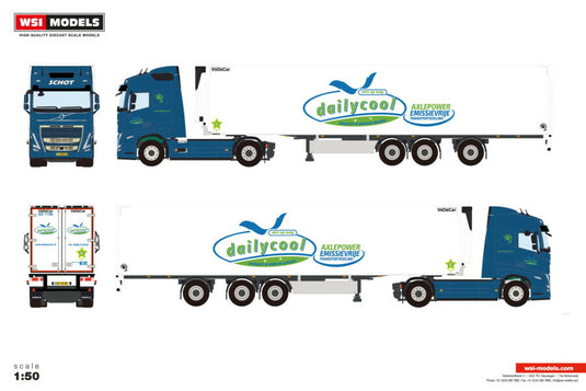 【予約】2026年発売予定 Volvoボルボ FH5 GLOBETROTTER 4X2 TRIDEC リーファートレーラー 3 AXLE Dailycool B.V. / WSI 1/50 建設機械 模型
