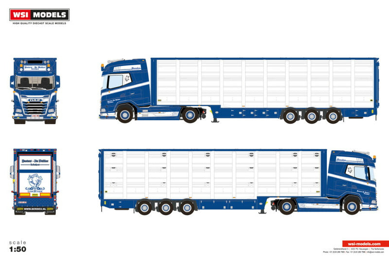 ギャラリービューアに画像をロードする, 【予約】2026年発売予定 DAF XG+ MY25 4X2 LIVE STOCK TRAILER 3 AXLE Peeters de Bakker / WSI 1/50 建設機械 模型
