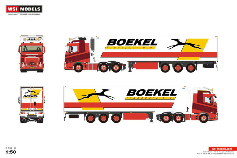 ギャラリービューアに画像をロードする, 【予約】2026年発売予定 Volvoボルボ FH AERO GLOBETROTTER XL 6X2 TWIN STEER リーファートレーラー 3 AXLE Boekel Leegwater / WSI 1/50 建設機械 模型
