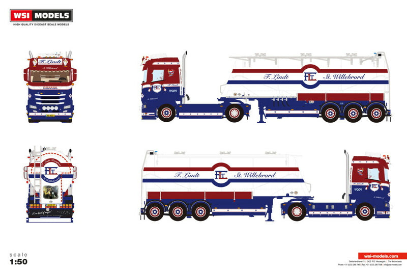 ギャラリービューアに画像をロードする, 【予約】2026年発売予定 Scaniaスカニア S NORMAL CS20N 4X2 バルクトレーラー 3 AXLE F. Lindt / WSI 1/50 建設機械 模型
