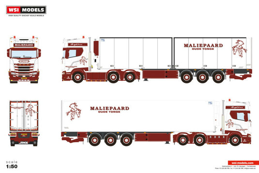 【予約】2026年発売予定 Scaniaスカニア S HIGHLINE CS20H 6X2 TAG AXLE リーファートレーラー 3軸 Maliepaard Transport / WSI 1/50 建設機械 模型
