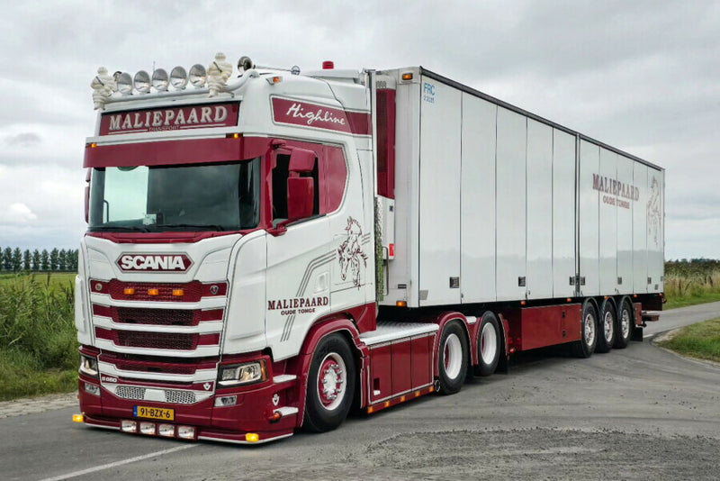 ギャラリービューアに画像をロードする, 【予約】2026年発売予定 Scaniaスカニア S HIGHLINE CS20H 6X2 TAG AXLE リーファートレーラー 3軸 Maliepaard Transport / WSI 1/50 建設機械 模型
