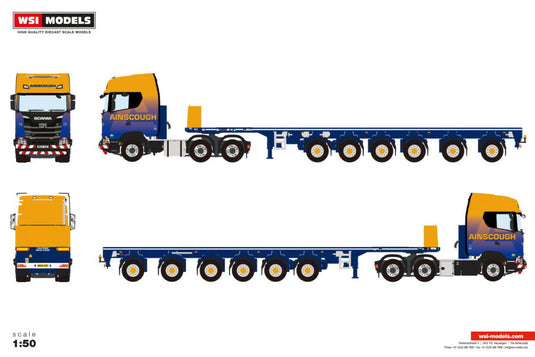 【予約】2026年発売予定 Scaniaスカニア S HIGHLINE CS20H 6X4 BALLAST TRAILER - 6 AXLE Ainscough Crane Hire / WSI 1/50 建設機械 模型