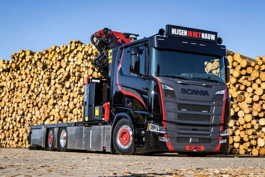【予約】2026年発売予定 Hijsen in het Nauw SCANIA R FLAT ROOF SLEEPER CAB RIGED FLATBED / WSI 1/50 ミニカー トラック模型