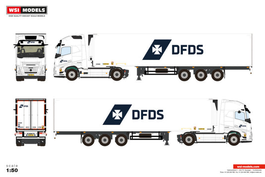 【予約】2026年発売予定 Volvoボルボ FH AERO GLOBETROTTER XL 4X2 リーファートレーラー 3 AXLE DFDS / WSI 1/50 建設機械 模型
