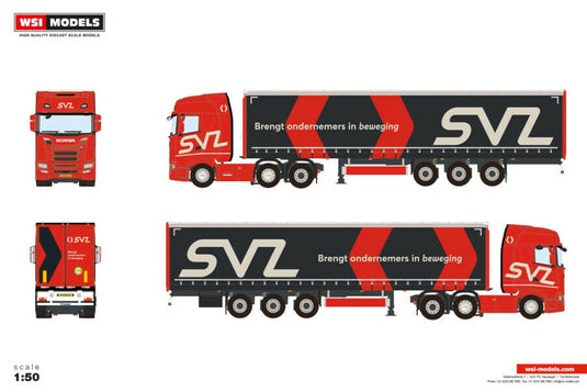 【予約】2026年発売予定 Scaniaスカニア S HIGHLINE CS20H 6X2 TWIN STEER CURTAINSIDE TRAILER 3 AXLE SVZ / WSI 1/50 建設機械 模型