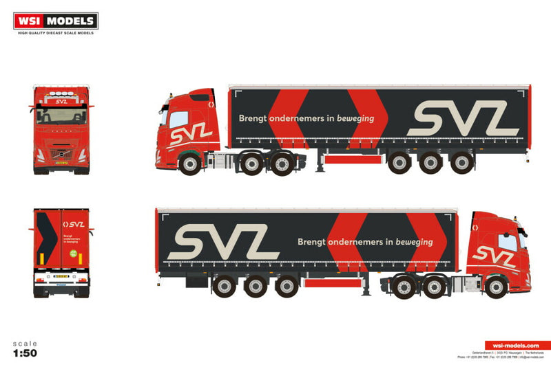 ギャラリービューアに画像をロードする, 【予約】2026年発売予定 Volvoボルボ FH AERO GLOBETROTTER 6X2 TWIN STEER CURTAINSIDE TRAILER 3 AXLE SVZ / WSI 1/50 建設機械 模型
