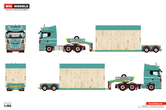 【予約】2026年発売予定 MAN TGX GX 6X2 TWIN STEER EURO PX LOW LOADER - 2 AXLE HIGH WOODEN BOX Timmerhaus / WSI 1/50 建設機械 模型