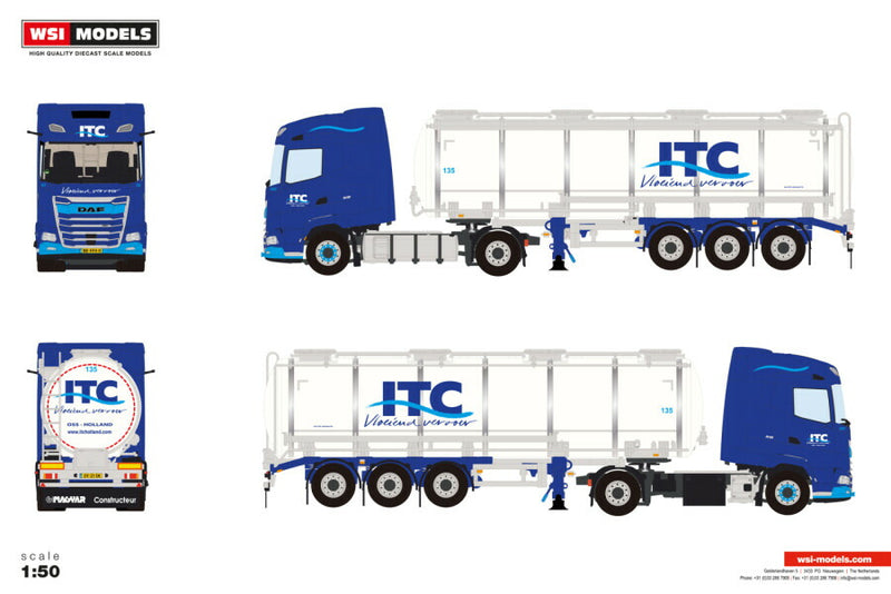 ギャラリービューアに画像をロードする, 【予約】2026年発売予定 DAF XG MY25 4X2 タンクトレーラー 3軸 ITC Holland Transport / WSI 1/50 建設機械 模型
