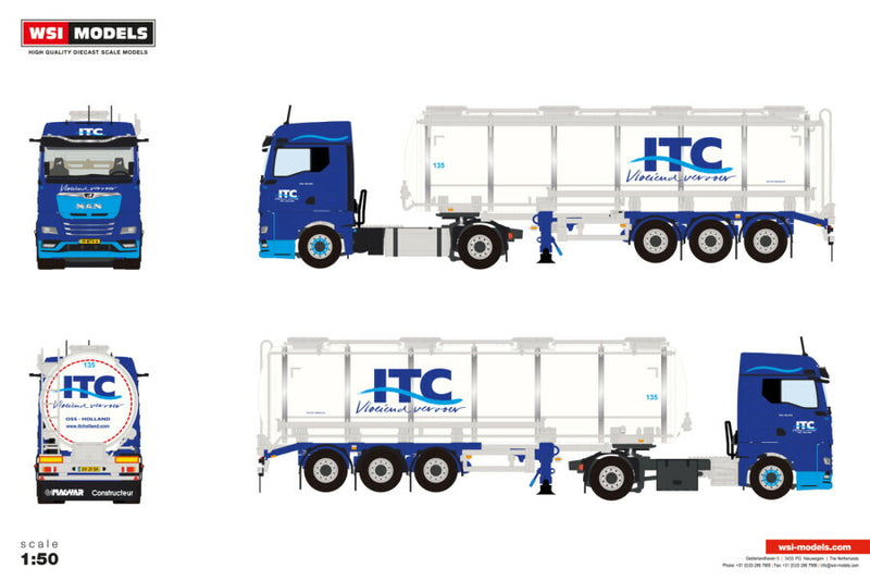 ギャラリービューアに画像をロードする, 【予約】2026年発売予定 MAN TGX GM 4X2 タンクトレーラー 3軸 ITC Holland Transport / WSI 1/50 建設機械 模型
