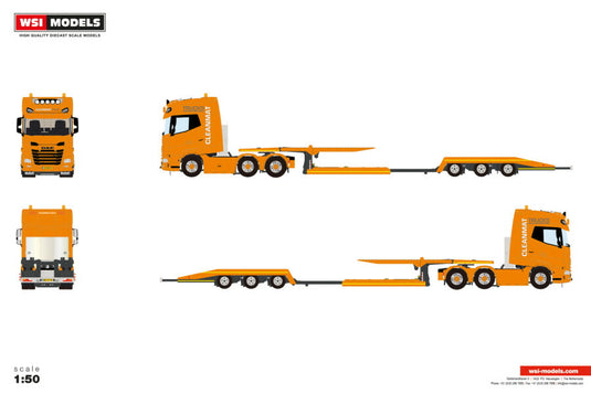 【予約】2026年発売予定 DAF XG+ 6X2 TWIN STEER TRUCK TRANSPORTER - 3 AXLE Clean Mat Trucks / WSI 1/50 建設機械 模型