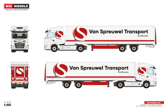 【予約】2026年発売予定 Van Spreuwel Transport DAF XG MY25 4X2 TRIDEC BOX TRAILER 2 AXL / WSI 1/50 ミニカー トラック模型
