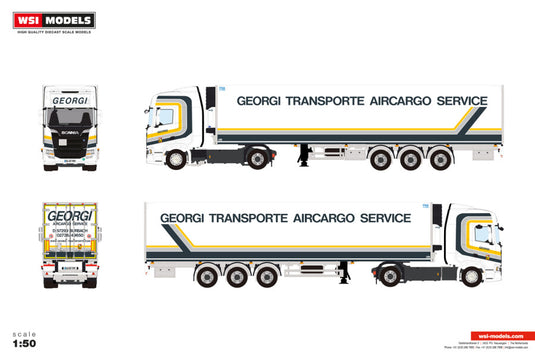 【予約】2026年発売予定 Georgi Transporte SCANIA R HIGHLINE CR20H 4X2 REEFER TRAILER 3 / WSI 1/50 ミニカー トラック模型