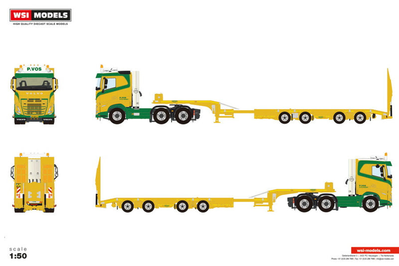 ギャラリービューアに画像をロードする, 【予約】2026年発売予定 Volvoボルボ FH5 MY2024 SLEEPER CAB 6X2 TWIN STEER SEMI WHEEL WELL LOW LOADER P. Vos / WSI 1/50 建設機械 模型
