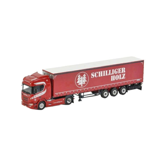 Schilliger Scania R Highline CR20H 4x2 curtain tarpaulin semitrailer 3axle  トレーラー / WSI 1/50 建設機械模型 工事車両