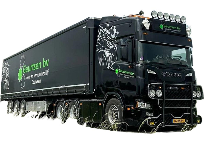 Geurtsen Scania R Highline 6x2 sleepas カーテンサイドセミトレーラー / WSI 1/50 建設機械模型 工事車両