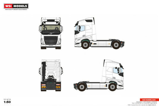 【予約】2026年発売予定 Volvoボルボ FH5 MY2024 GLOBETROTTER 4X2 White Line / WSI 1/50 建設機械 模型