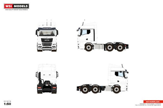 【予約】2026年発売予定 MAN TGX GM 6X2 TWN STEER AXLE White Line / WSI 1/50 建設機械 模型