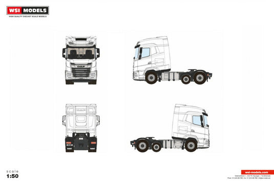 【予約】2026年発売予定 DAF XG MY25 6X2 MIDLIFT AXLE White Line / WSI 1/50 建設機械 模型