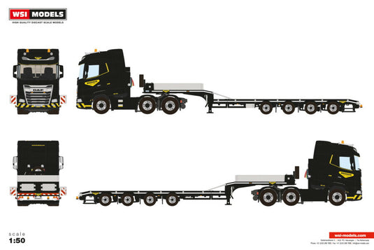 【予約】2026年発売予定 PREMIUM LINE DAF XG MY25 6x2 ツインステア 4軸 セミ低床トレーラー 積載車 / WSI 1/50 建設機械模型 工事車両