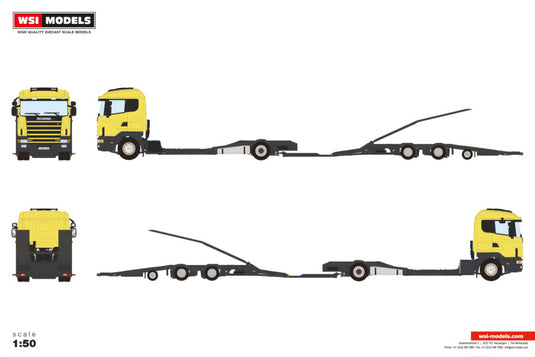 【予約】2027年発売予定 Premium Line SCANIA R4 FLAT ROOF TRUCK TRANSPORTER COMBI 4X2 / WSI 1/50 ミニカー トラック模型