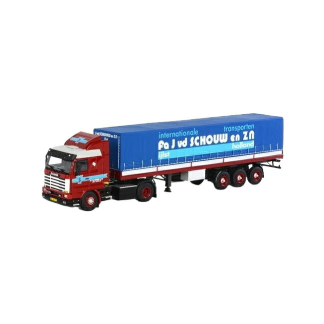 J. v.d. Schouw Scania R113/R143 Streamline classic Curtainside Semitrailer  トレーラー / WSI 1/50 建設機械模型 工事車両