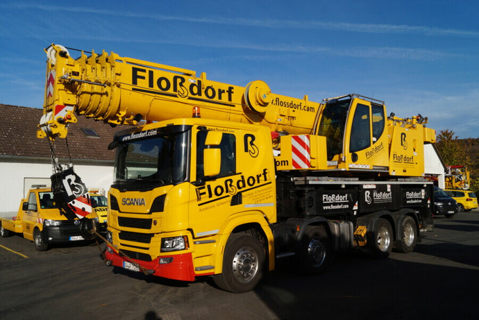 【予約】2026年発売予定 FLOSSDORF SCANIA P ロー CP20 8X4 LIEBHERRリープヘル LTF 1060-4.1 モバイルクレーン / WSI 1/50 建設機械模型 工事車両