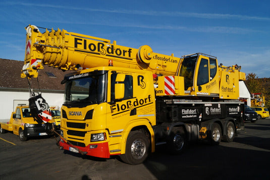 【予約】2026年発売予定 FLOSSDORF SCANIA P ロー CP20 8X4 LIEBHERRリープヘル LTF 1060-4.1 モバイルクレーン / WSI 1/50 建設機械模型 工事車両