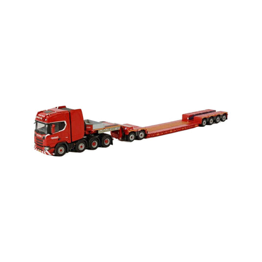 Nooteboom Red Line Scania R Highline CR20H 8x4 Low Loader 4axle + Dolly 2axle  トレーラー / WSI 1/50 建設機械模型 工事車両