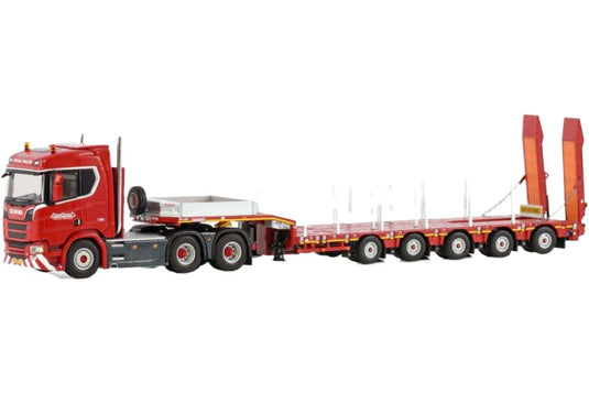 Nooteboom Red Line Scania R Normal CR20N 6x4 Manoovr 5軸セミ低床ローダー トレーラー / WSI 1/50 建設機械模型 工事車両