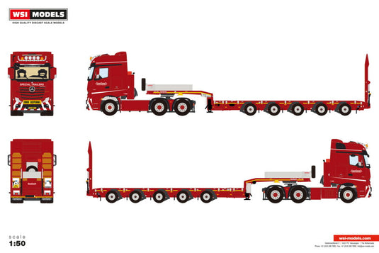 Nooteboom Red Line Mercedes Benz ActMP4 トラクタ / WSI 1/50 建設機械模型 工事車両