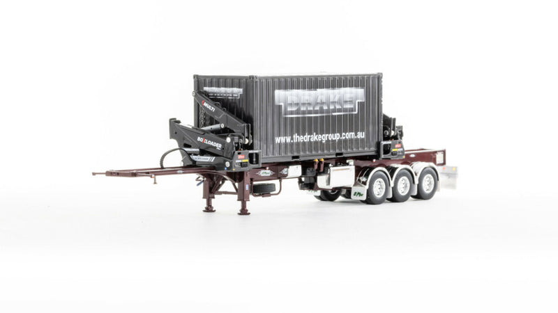 ギャラリービューアに画像をロードする, Drake BOXLOADER VINTAGE BURGUNDY + 20FT DRAKE CONTAINER / WSI 1/50 建設機械 模型
