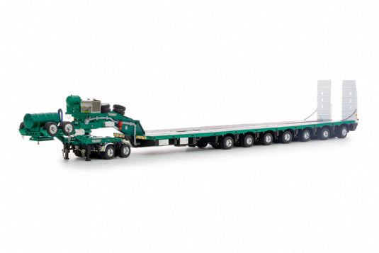 Drakeドレイク METALLIC GREEN 2X8 DOLLY + 7X8 STEERABLE LOW LOADER / WSI 1/50 建設機械 模型