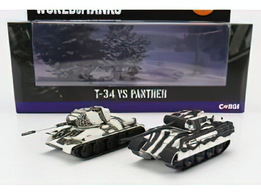 TANK SET 2X T-34 + PANTHER 1945 MILITARY CAMOUFLAGE/CORGI 1/87ミニカー