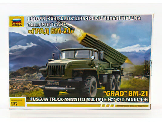 TRUCK - GRAD BM-21 RUSSIAN MOUNTED MULTIPLE ROCKET LAUNCHER LANCIA MISSILI - // ZVEZDA 1/72 トラック モデルキット プラモデル模型
