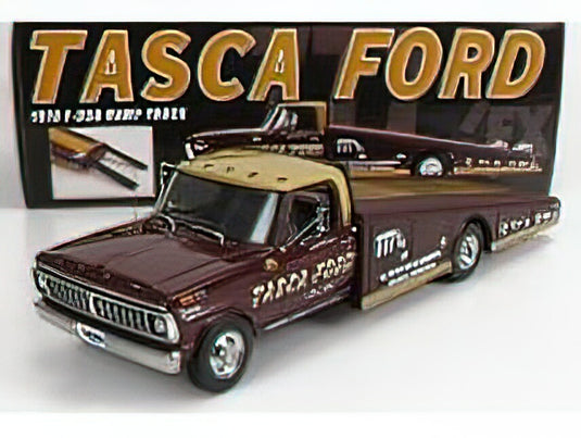 FORD USA - F-350 TRUCK RAMP CAR TRANSPORTER TASCA FORD 1970 - RED GOLD /ACME 1/18 ミニカー