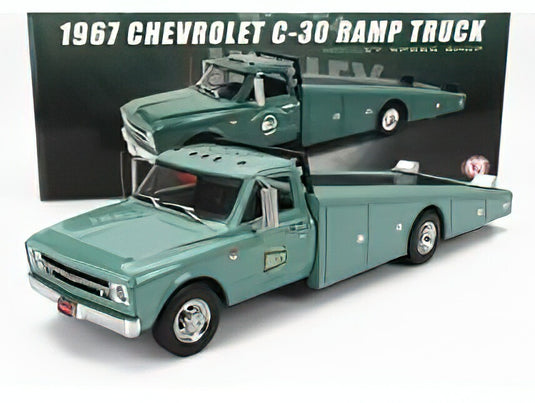 CHEVROLET - C-30 TRUCK RAMP CAR TRANSPORTER HOLLEY SPEED SHOP 1967 - GREEN /ACME 1/18 ミニカー