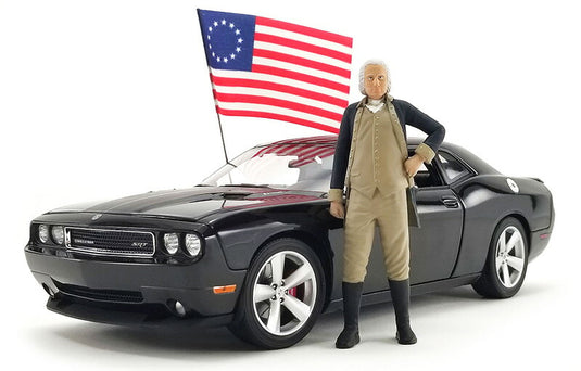 2010 Dodge Challenger SRT8 with George Washington Figure and USA Flag /ACME 1/18 ミニカー