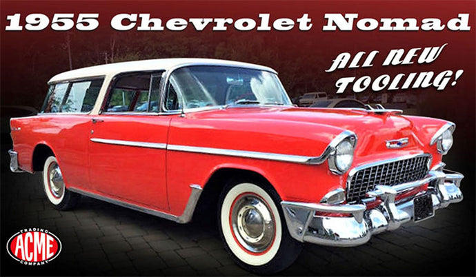 【予約】8月以降発売予定1955 Chevrolet Bel Air Nomad in Gypsy Red and Shoreline Beige /ACME 1/18 ミニカー