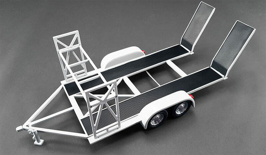 Tandem Car Trailer with Tire Rack in White /ACME 1/18 ミニカー