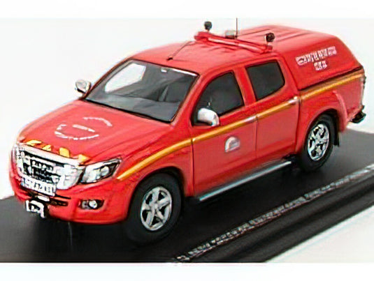 ISUZU - D-MAX PICK-UP DOUBLE CABINE CLOSED VLTT SDIS 64 SECOURS EN MONTAGNE SAPEURS POMPIERS 2017 - RED /ALARME 1/43 ミニカー