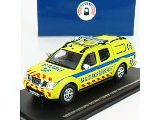 NISSAN - NAVARA DOUBLE CABINE PICK-UP CLOSED SAMU 88 SMUR REMIREMONT AMBULANCE 2011 - YELLOW BLUE /ALARME 1/43 ミニカー
