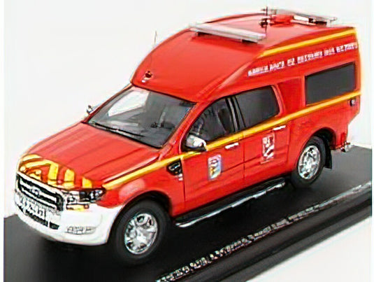 FORD USA - RANGER BSE VAN SDIS 65 SANITAIRE AMBULANCE DE SECOURS AUX VICTIMES SAPEURS POMPIERS 2017 - RED YELLOW WHITE /ALARME 1/43 ミニカー