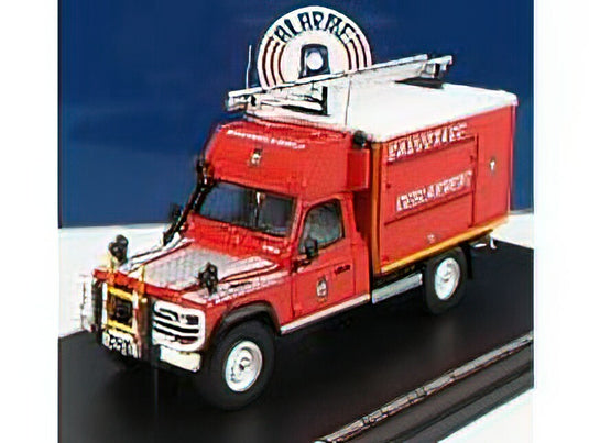 LAND ROVER - DEFENDER 130 PICK-UP CLOSED VRSD BMPM SAPEURS POMPIERS SAUVETAGE DEBLAIEMENT 1986 - RED WHITE /ALARME 1/43 ミニカー
