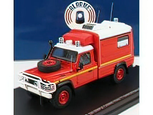 LAND ROVER - DEFENDER 130 PICK-UP CLOSED VSAB TT SANICAR AMBULANCE SAPEURS POMPIERS 1986 - RED WHITE /ALARME 1/43 ミニカー